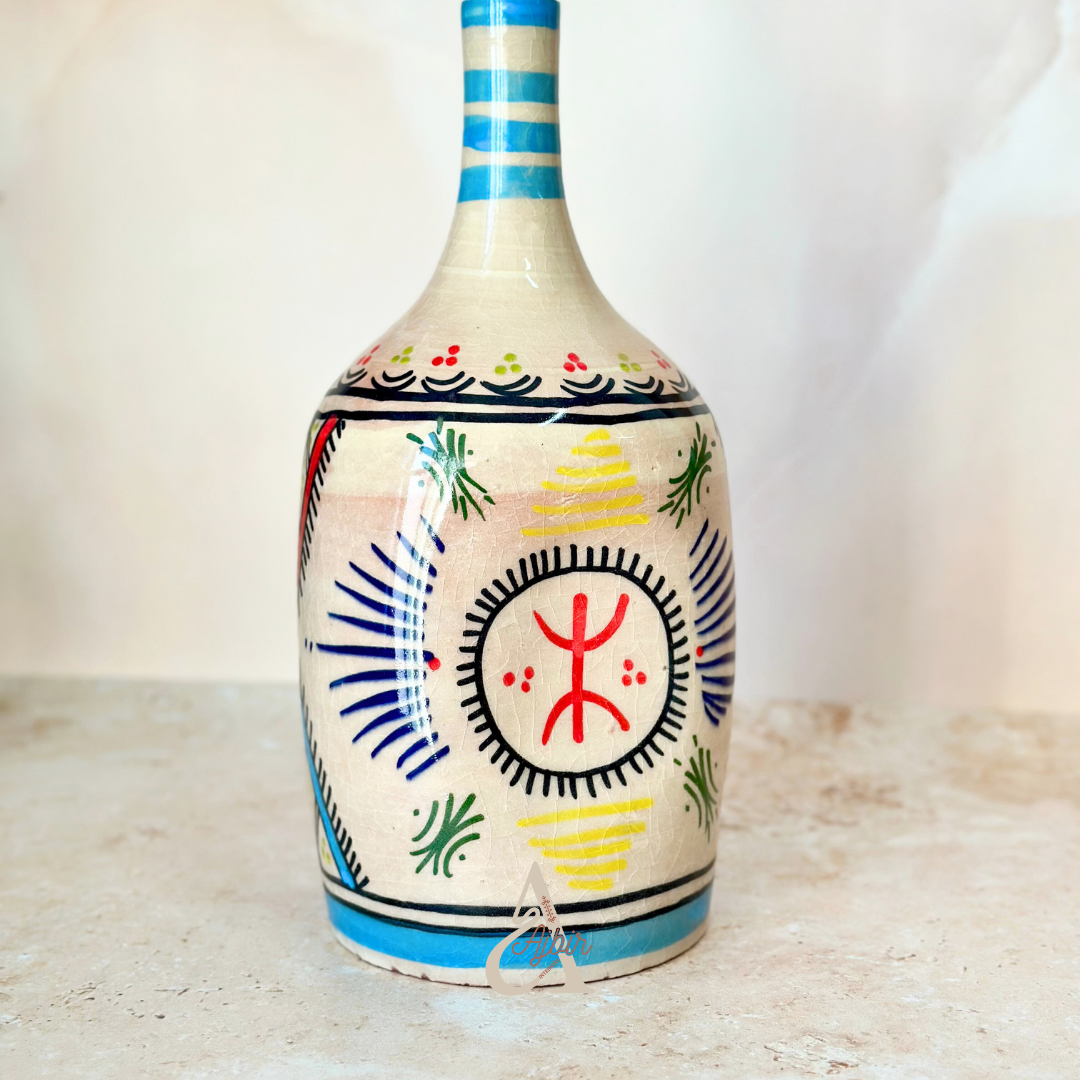 Vase bouteille amazigh turquoise