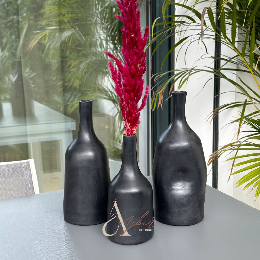 Vase artisanal bouteille noir