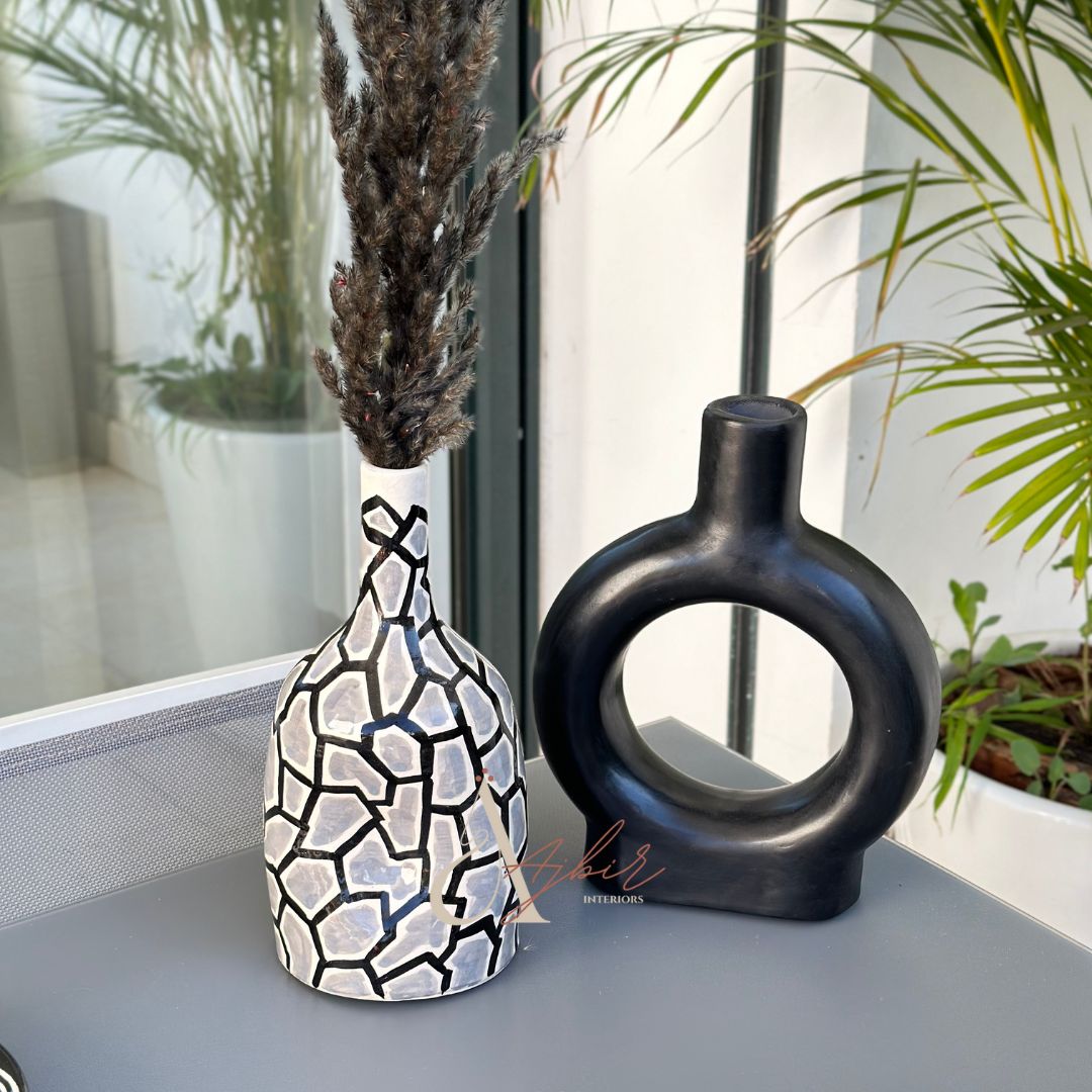 Vase artisanal bouteille zellige gris