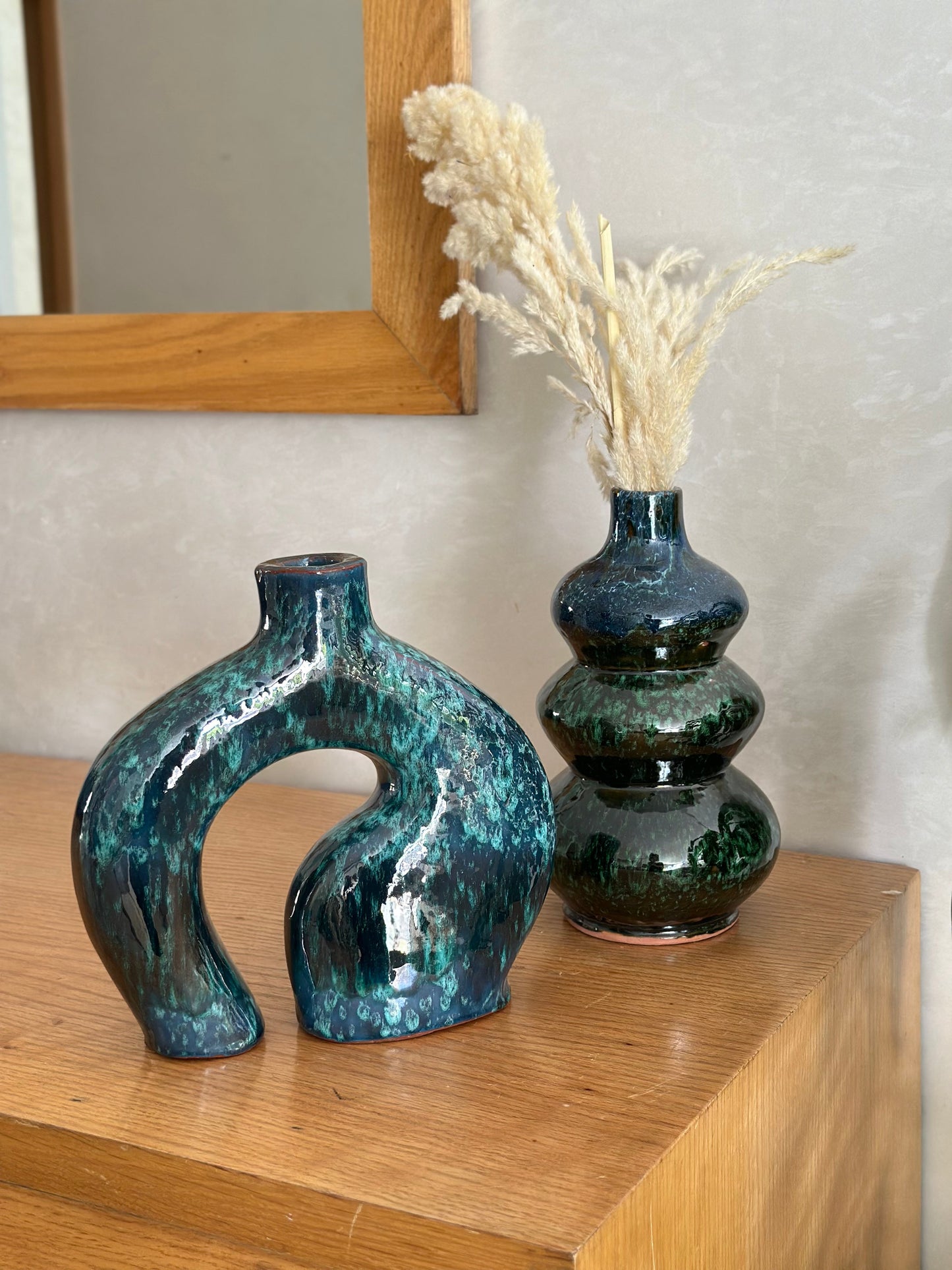 Vase artisanal Aboukal vert et bleu