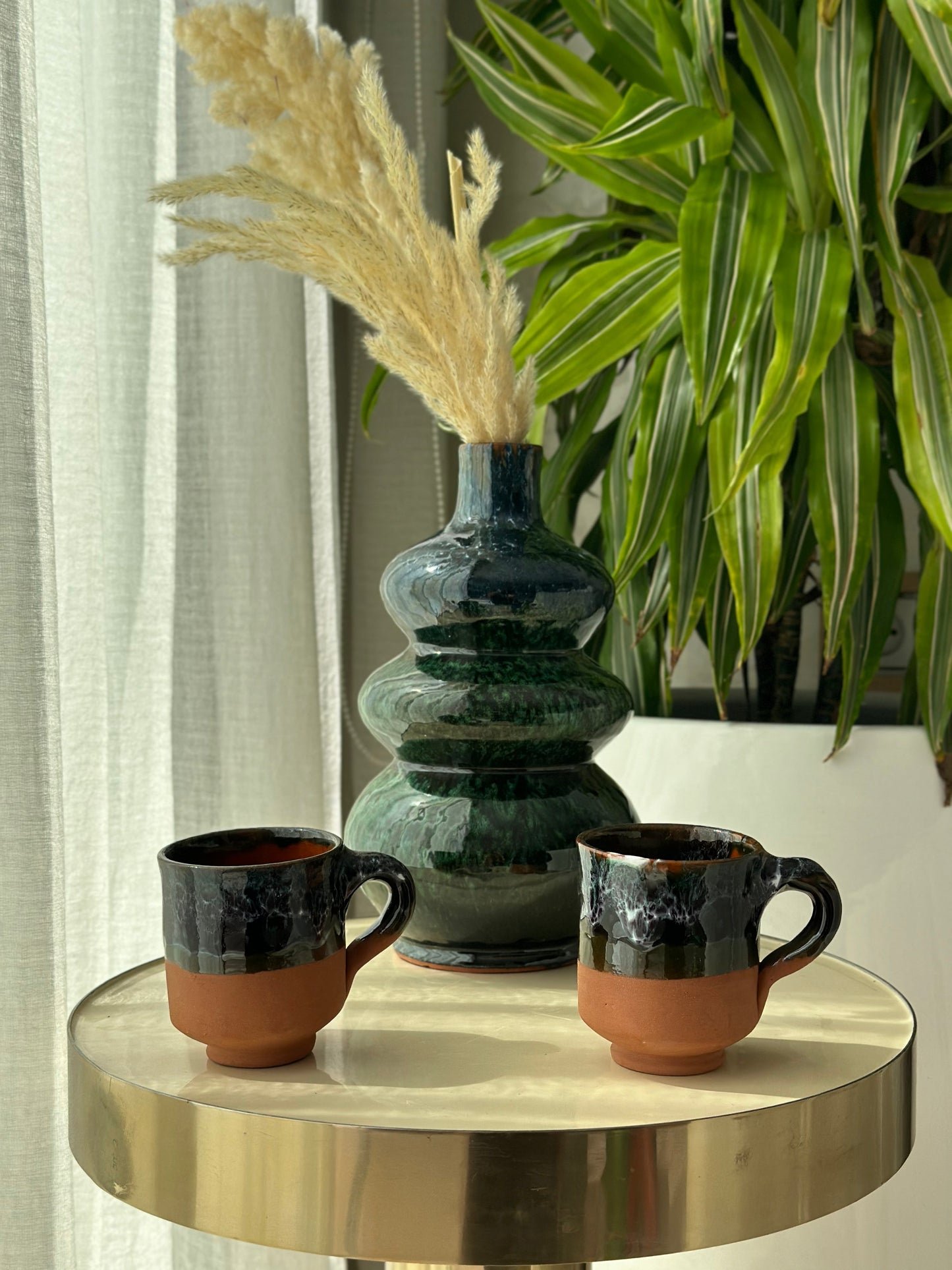 Vase artisanal Aboukal vert et bleu