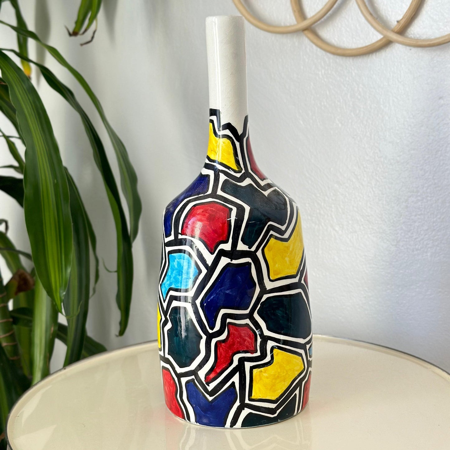 Vase artisanal bouteille coloré