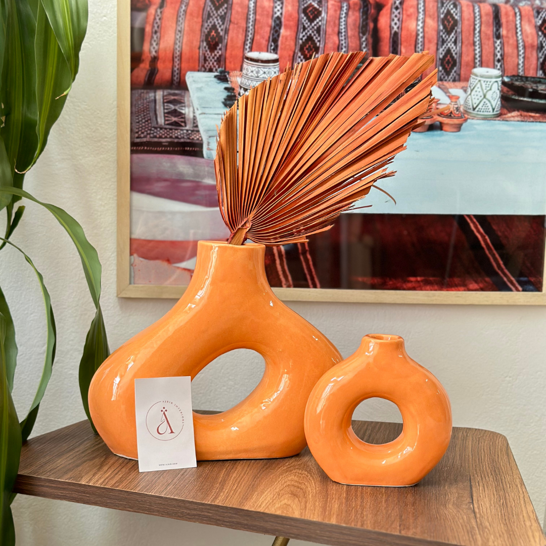 Vase artisanal Medina orange vernis
