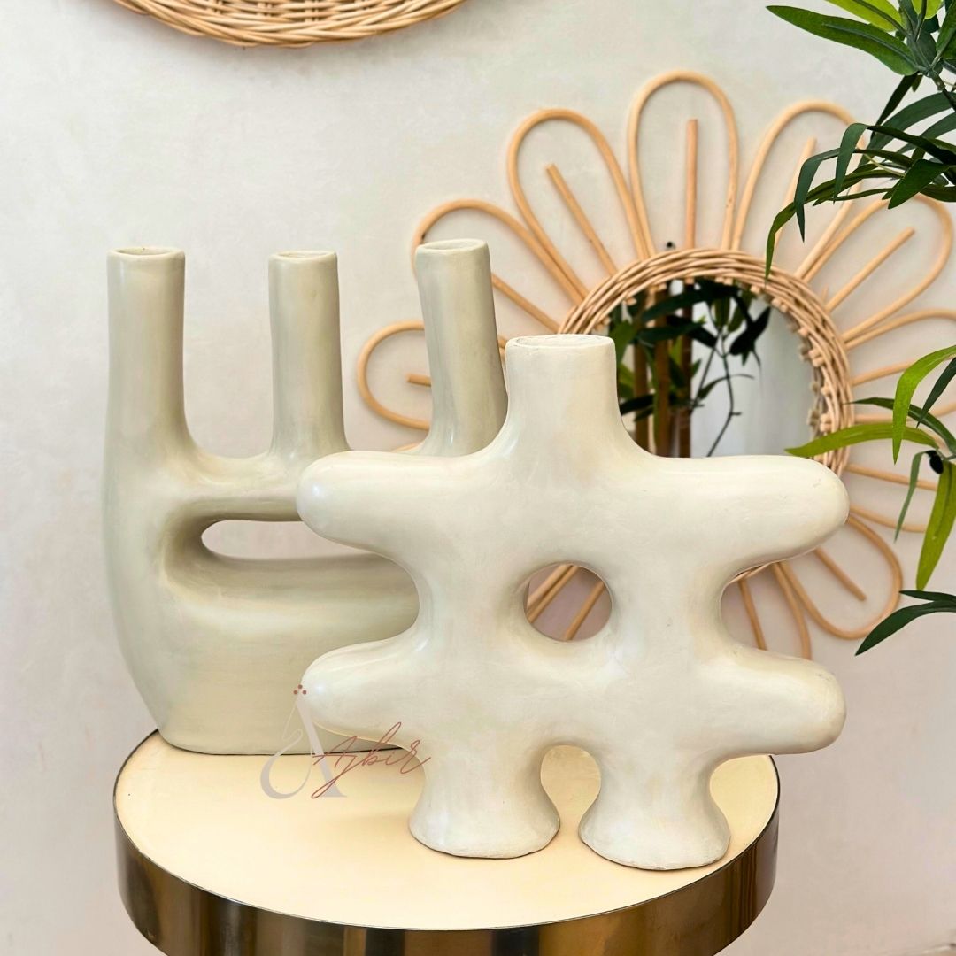 Vase artisanal Titrit crème