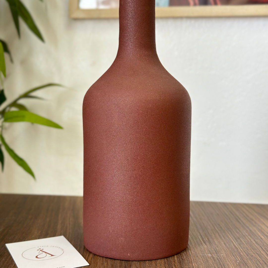 Vase bouteille marron irrisé