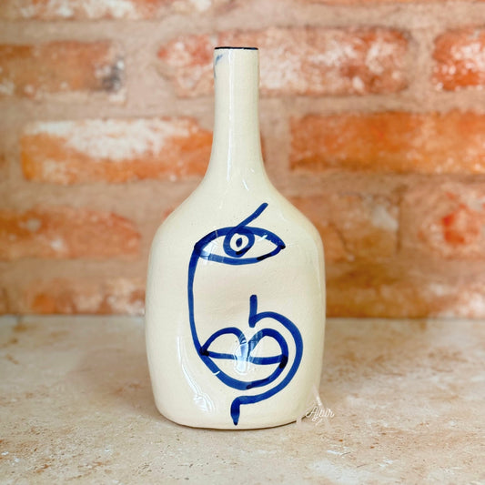 Vase bouteille Oudm bleu