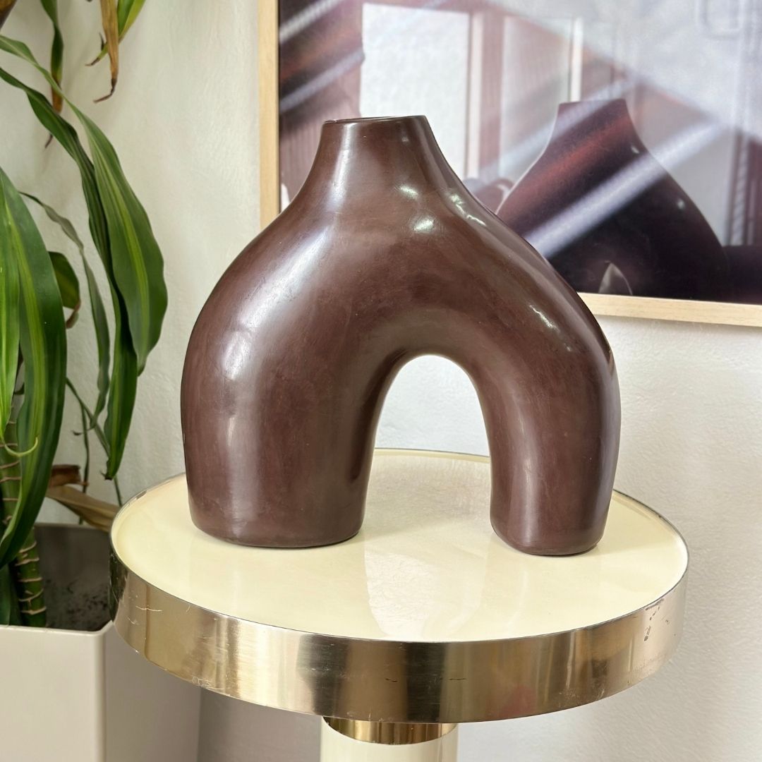 Vase artisanal Azul bombé mat