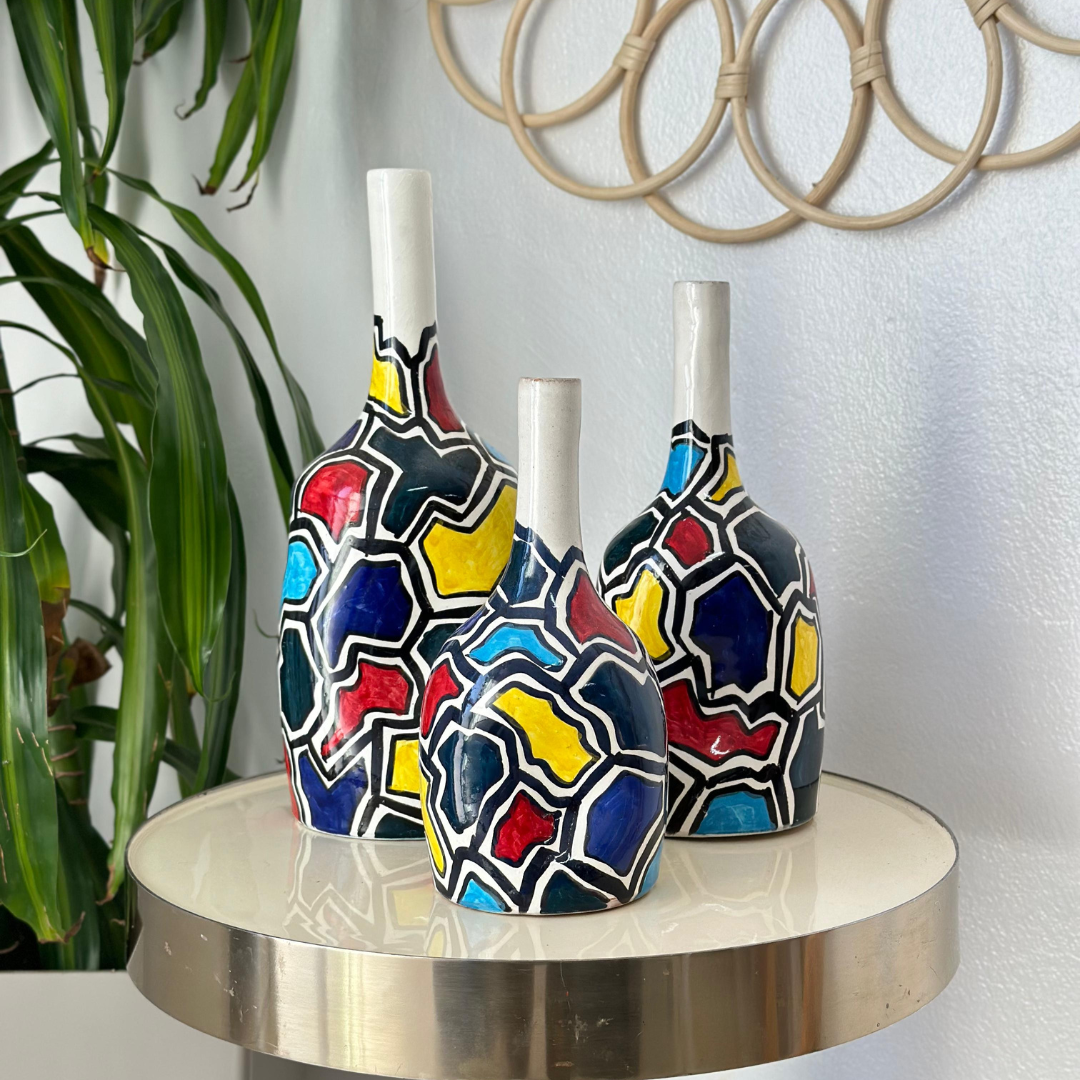 Vase artisanal bouteille coloré