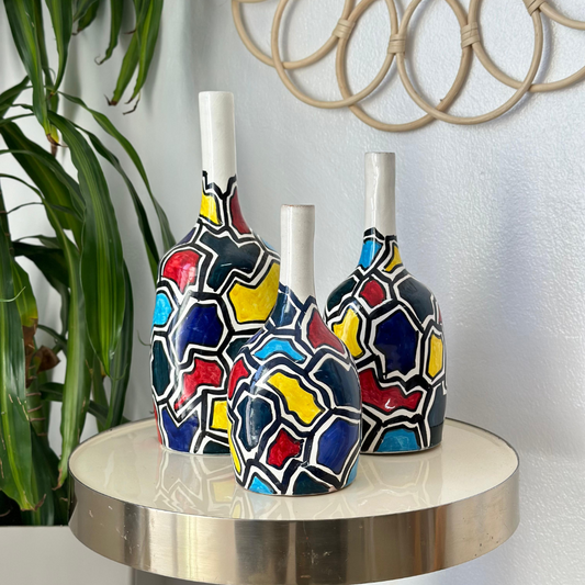 Vase artisanal bouteille coloré
