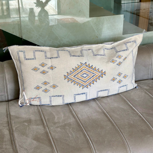 Grande housse de coussin artisanale Sabra (soie de cactus) blanc 2