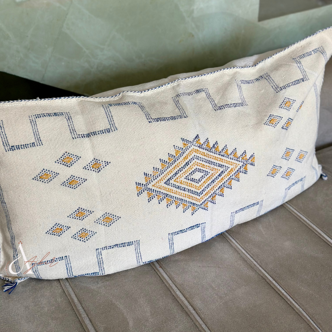 Grande housse de coussin artisanale Sabra (soie de cactus) blanc 2