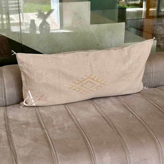 Grande housse de coussin artisanale Sabra (soie de cactus) crème2