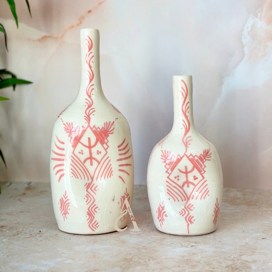 Vase bouteille amazigh rose