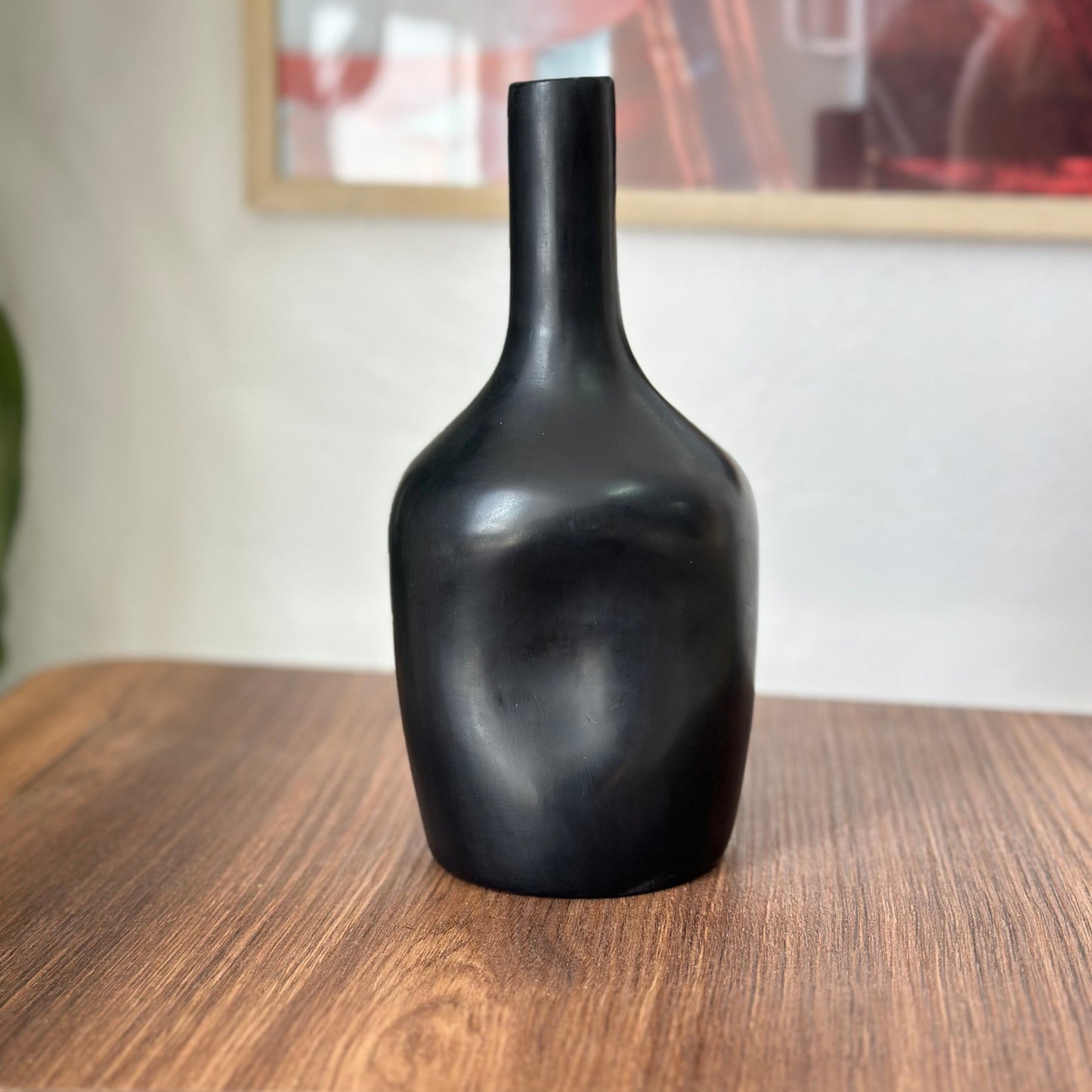 Vase artisanal bouteille noir