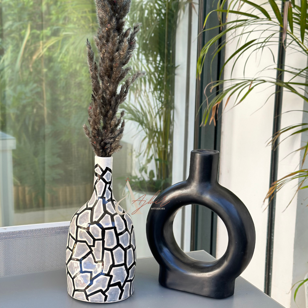Vase artisanal bouteille zellige gris