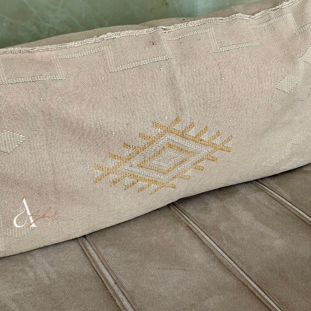 Grande housse de coussin artisanale Sabra (soie de cactus) crème2