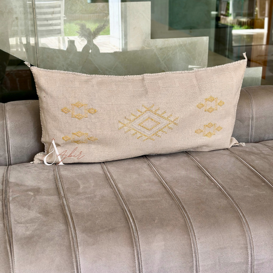 Grande housse de coussin artisanale Sabra (soie de cactus) crème