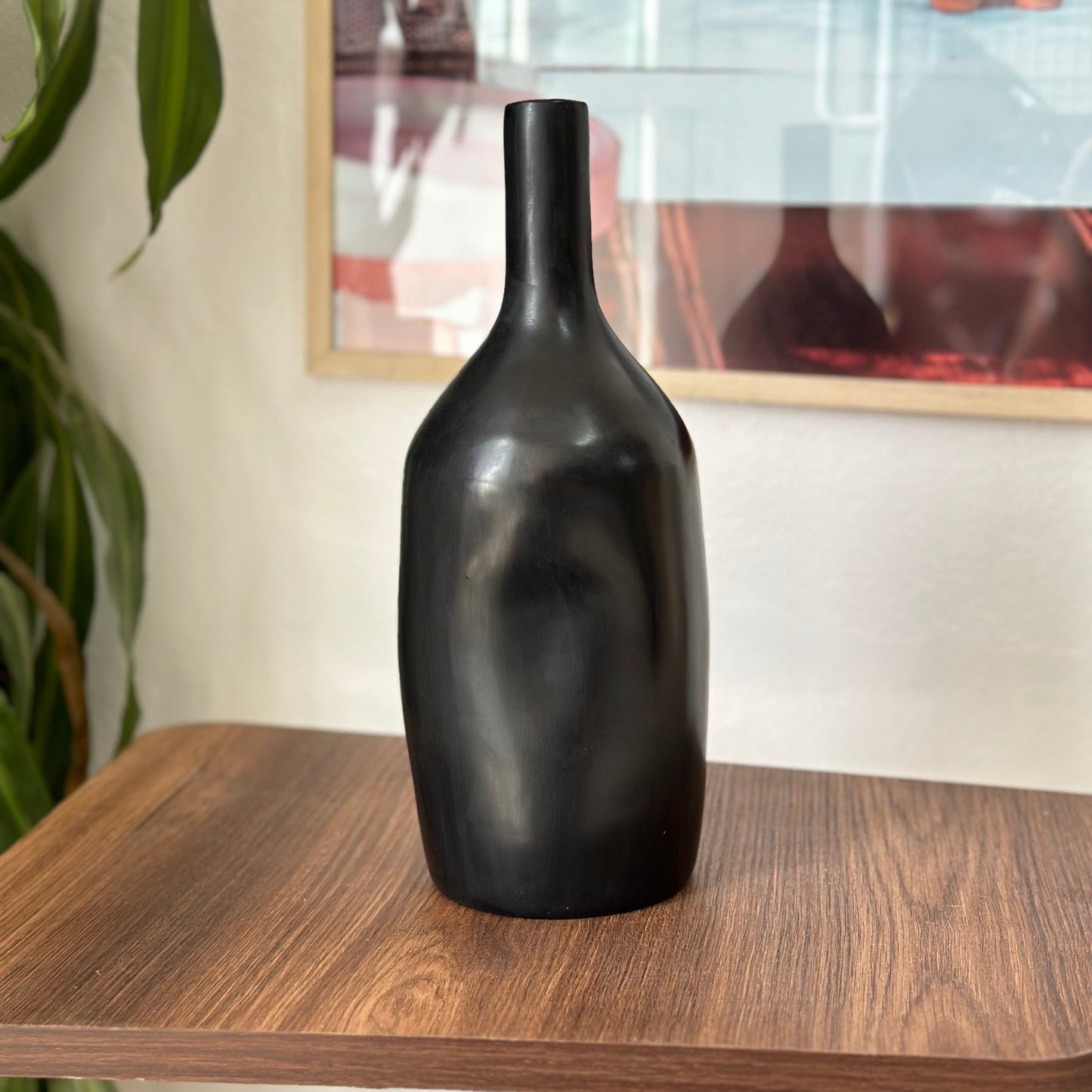 Vase artisanal bouteille noir