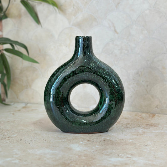 Vase artisanal Tafoukt vernis moyen allongé