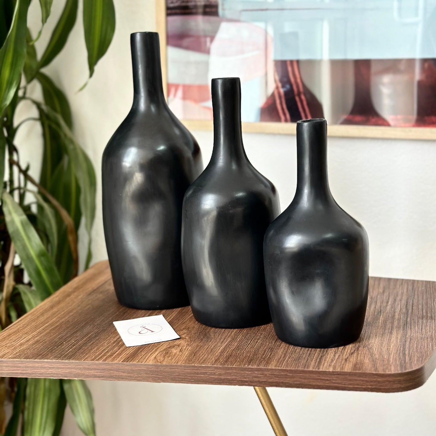 Vase artisanal bouteille noir