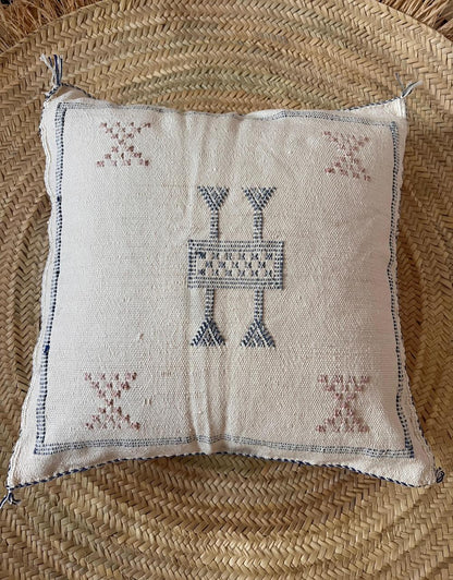 Housse de coussin Sabra (soie de cactus) crème et rose