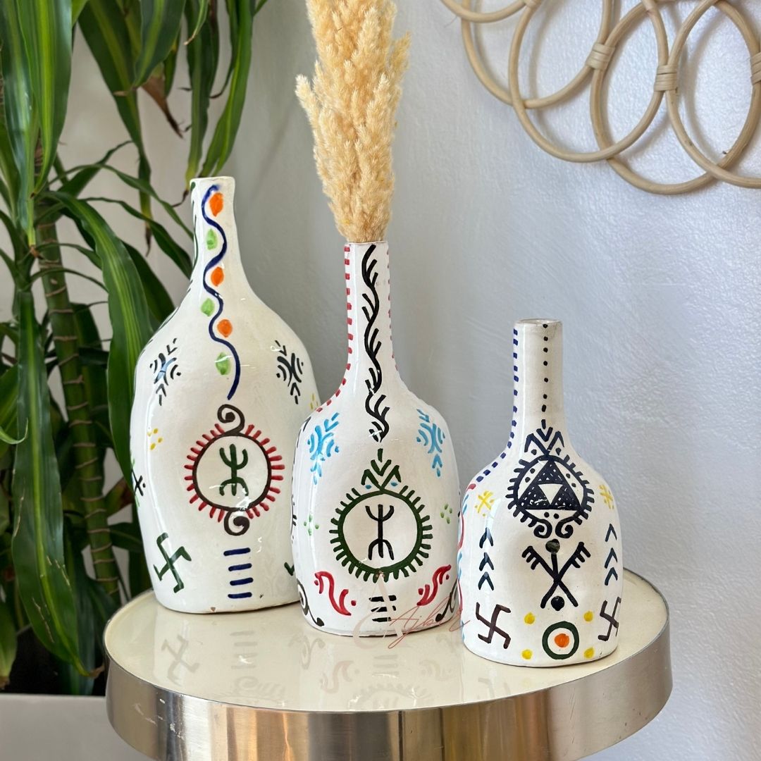 Vase artisanal bouteille amazigh Khuda