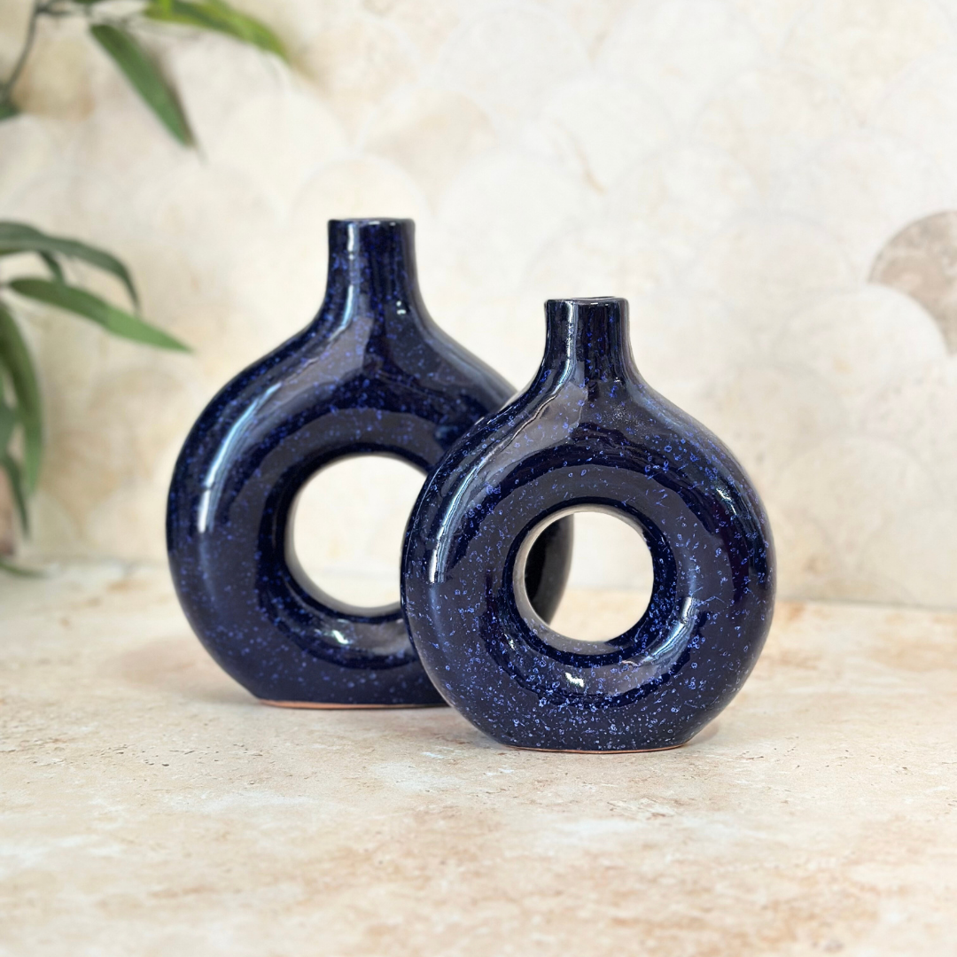 Vase artisanal Tafoukt vernis petit allongé