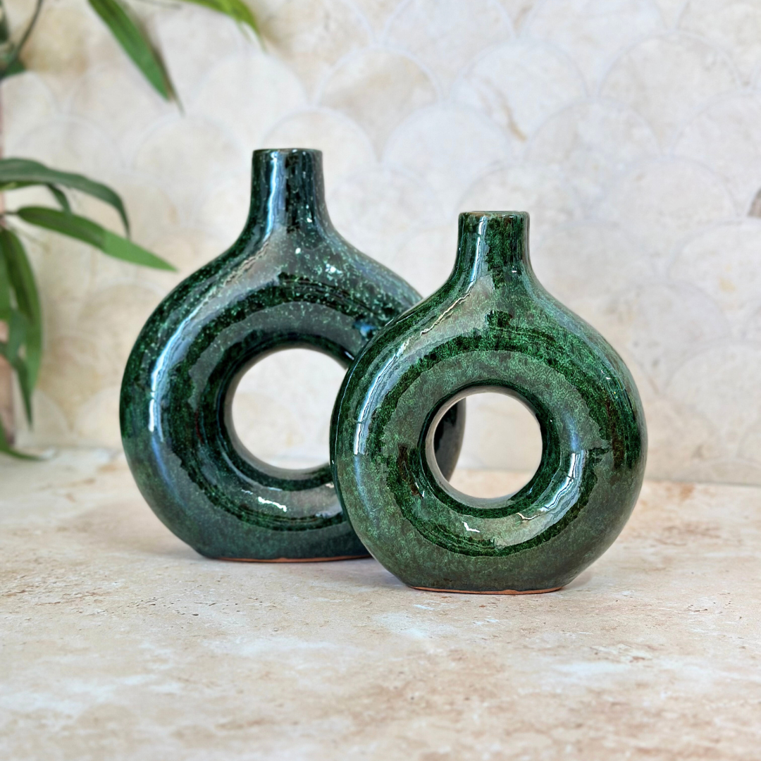 Vase artisanal Tafoukt vernis petit allongé