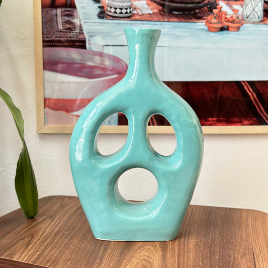 Vase artisanal Tamunt turquoise