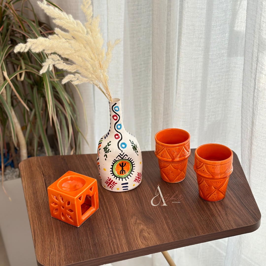 Vase artisanal bouteille amazigh Dihya